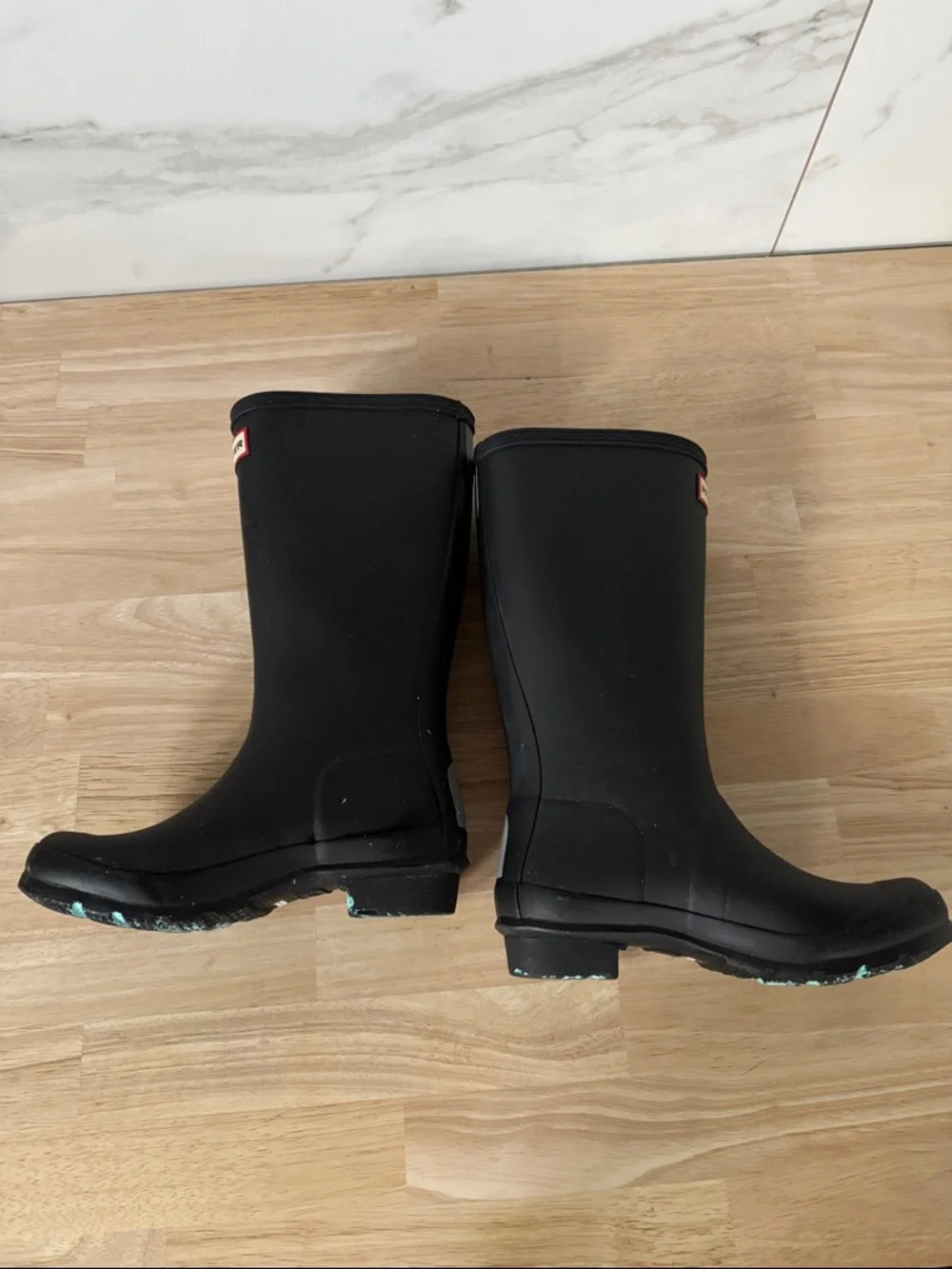 Hunter Matte Black Knee-High Rubber Boots with Logo